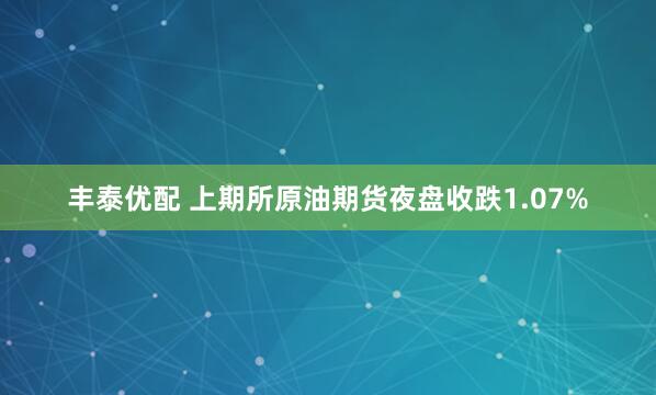 丰泰优配 上期所原油期货夜盘收跌1.07%