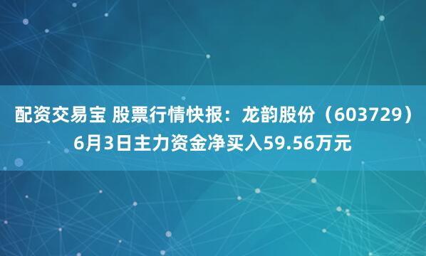 配资交易宝 股票行情快报：龙韵股份（603729）6月3日主力资金净买入59.56万元