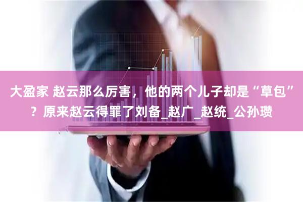 大盈家 赵云那么厉害，他的两个儿子却是“草包”？原来赵云得罪了刘备_赵广_赵统_公孙瓒